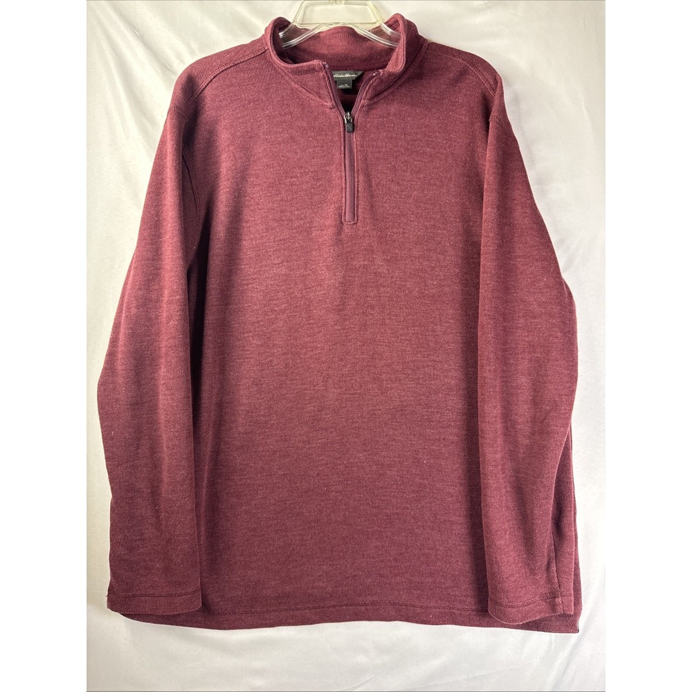 Eddie Bauer Sweater‎ Mens Adult XL Quarter Zip Outdoors Casual Maroon